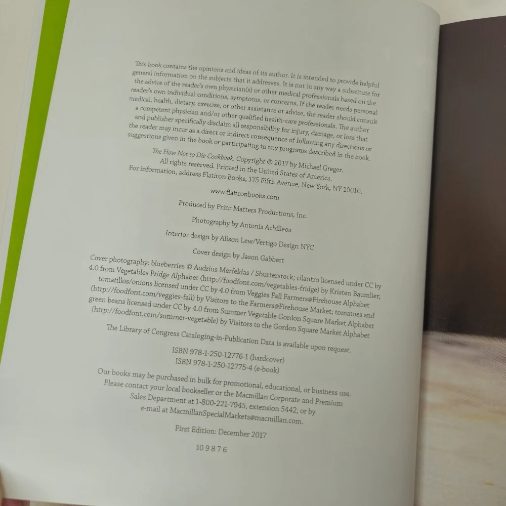 The How Not To Die cookbook hardcover Michael Greger, MD FACLM 2017